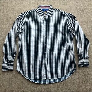 Robert Graham XL Mens Long Sleeve Button Down Shirt Striped Blue White